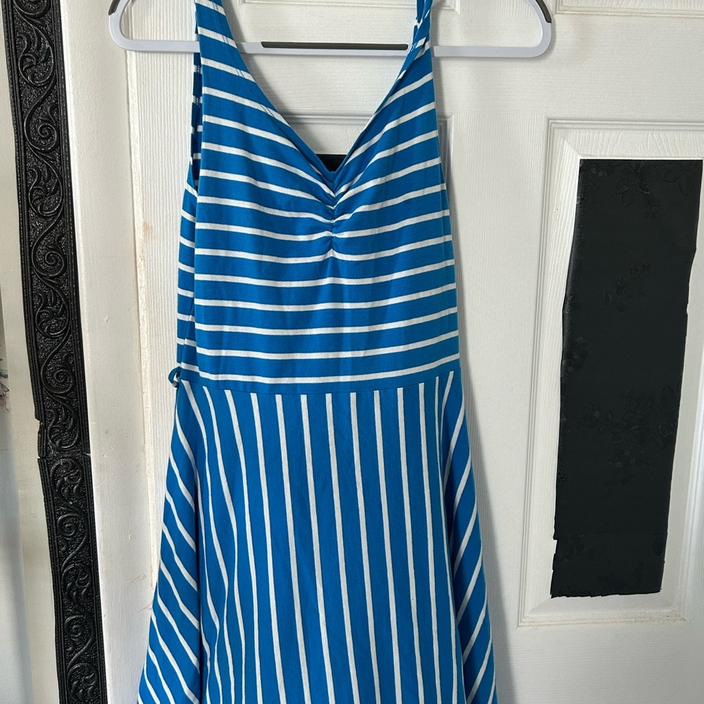 Derek Heart Striped Blue and White Top